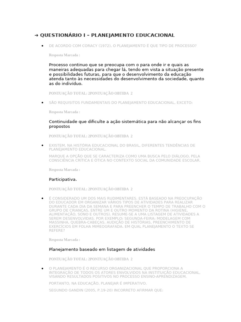 Fases do Planejamento Educacional | PDF | Planejamento | Pedagogia