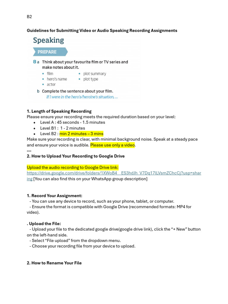 Speaking 3 Guideline B2 | PDF