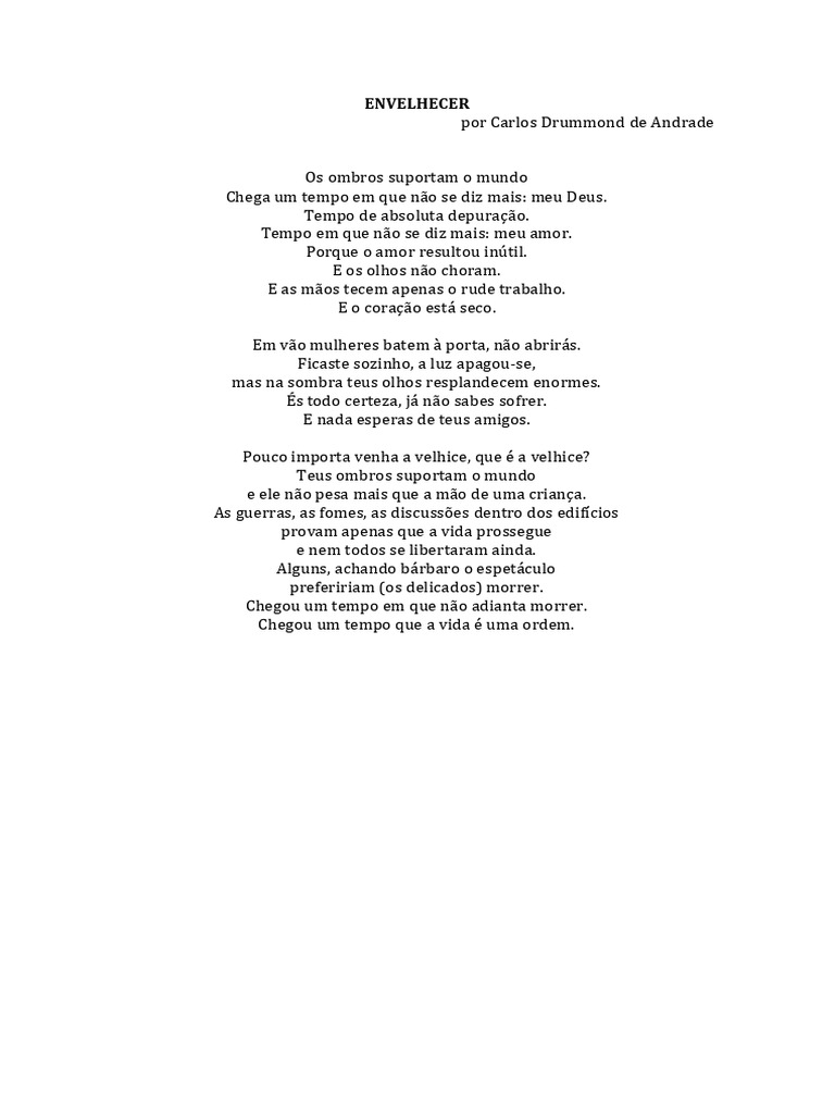 Poema sobre Envelhecer de Drummond | PDF