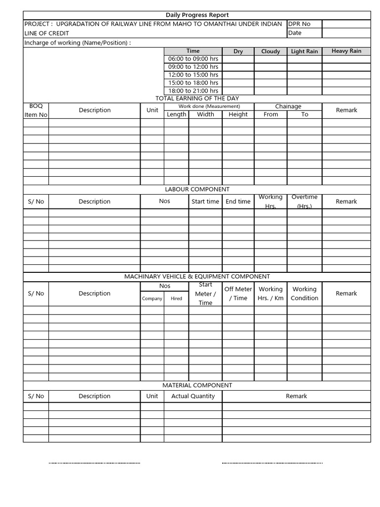 Daily Progress Report Format | PDF