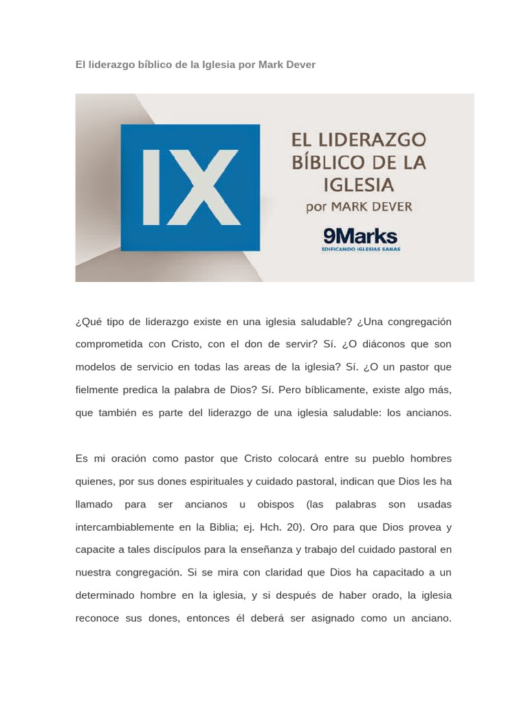 Liderazgo | PDF | Iglesia cristiana | Anciano (cristianismo)