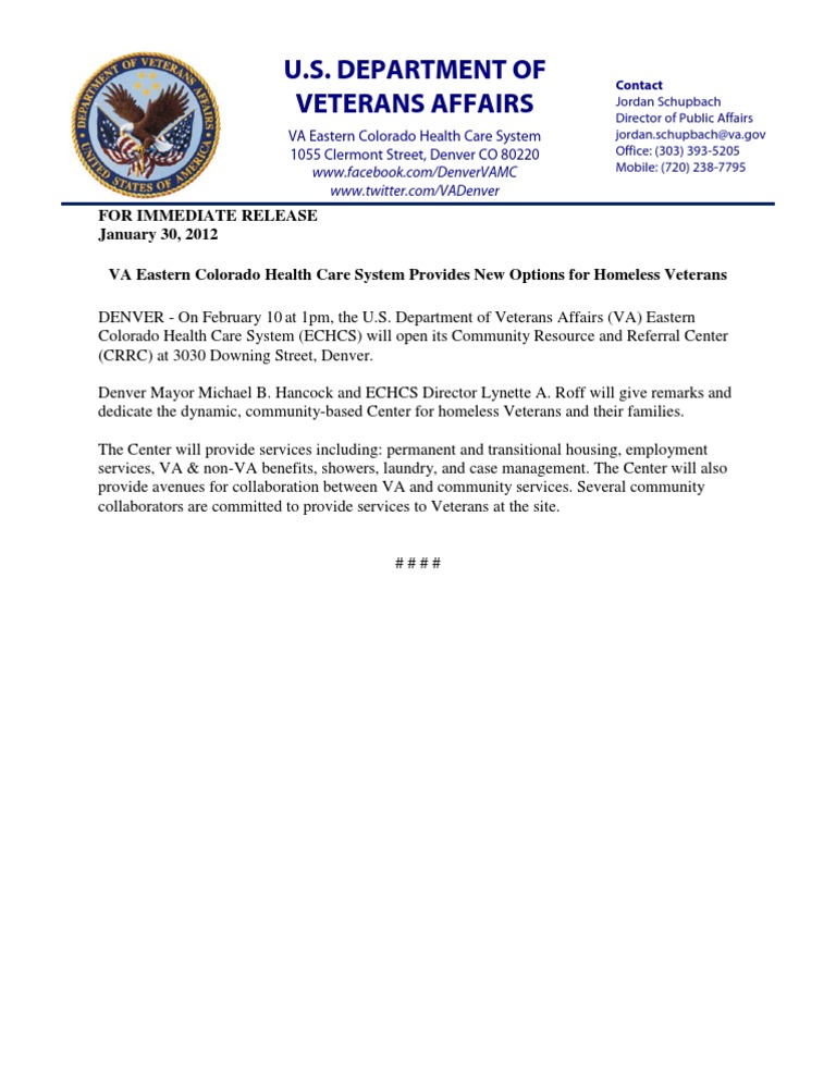 New Resource Center for Homeless Veterans | PDF | United States ...