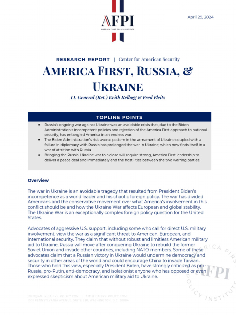 America First Policy on Ukraine War | PDF | World Politics | Vladimir Putin