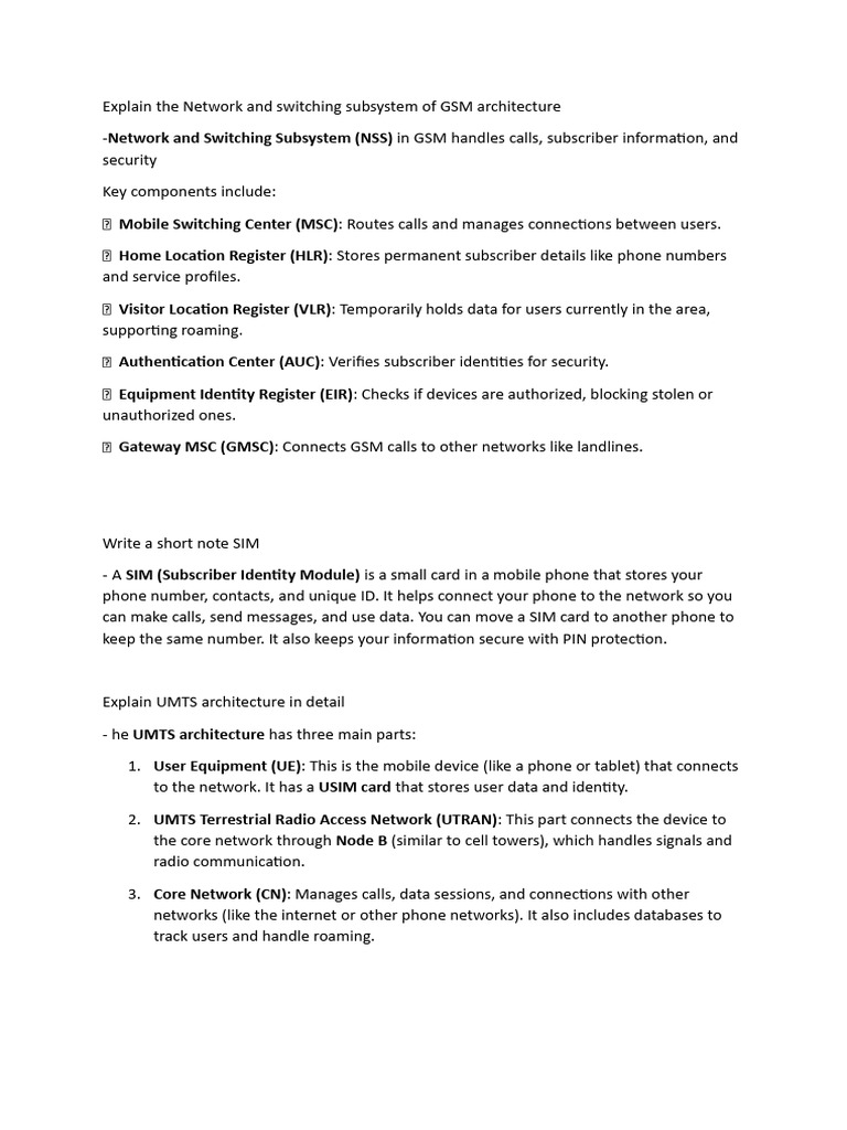 GSM and UMTS Architecture Explained | PDF | High Speed Packet Access ...