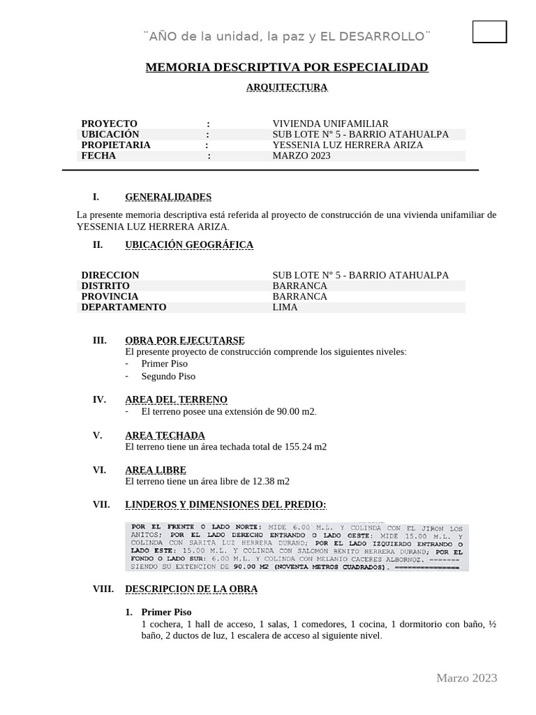 Proyecto de Vivienda Unifamiliar en Barranca | PDF | Hormigón ...