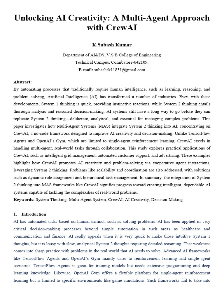 Enhancing AI Creativity with CrewAI | PDF | Artificial Intelligence ...