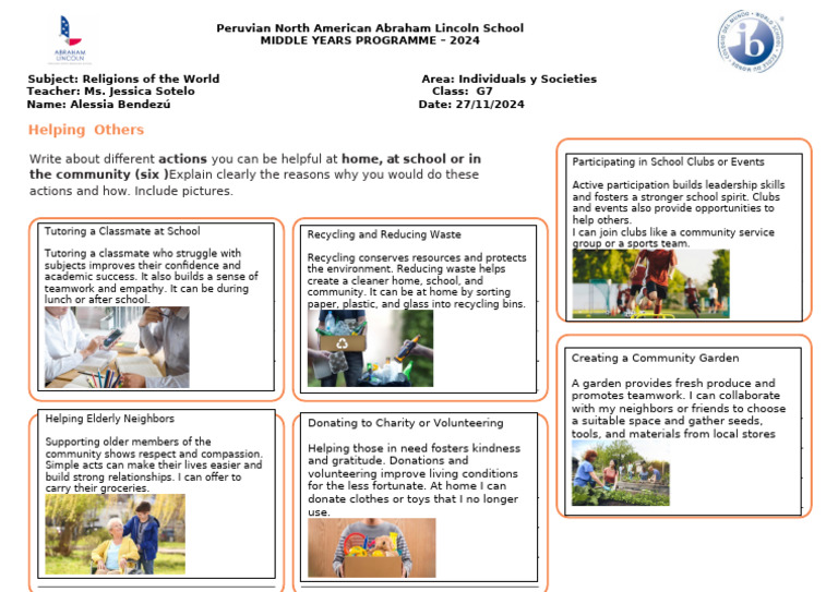 HELPING OTHERS G7 | PDF | Recycling | Social Psychology