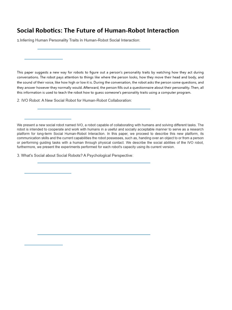 Ethical Impacts of Social Robotics | PDF | Robot | Robotics