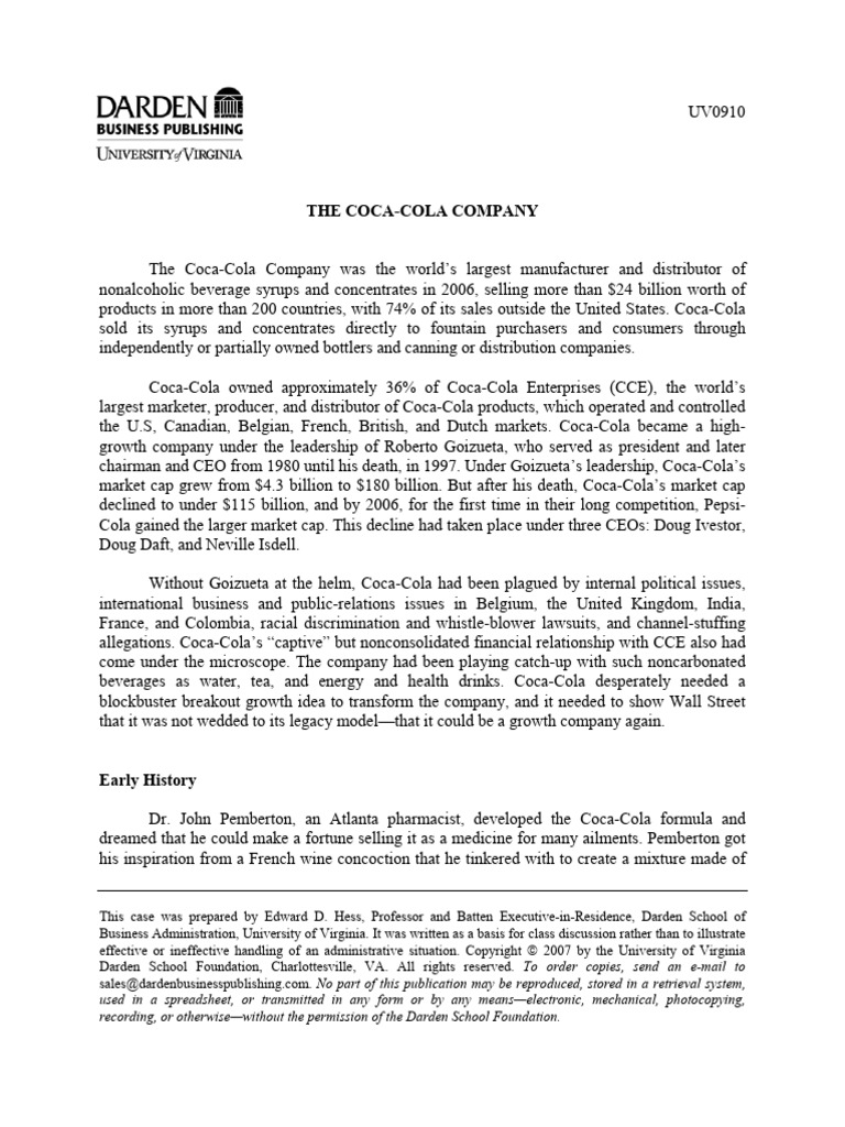The Coca-Cola Company | PDF | Coca Cola | The Coca Cola Company