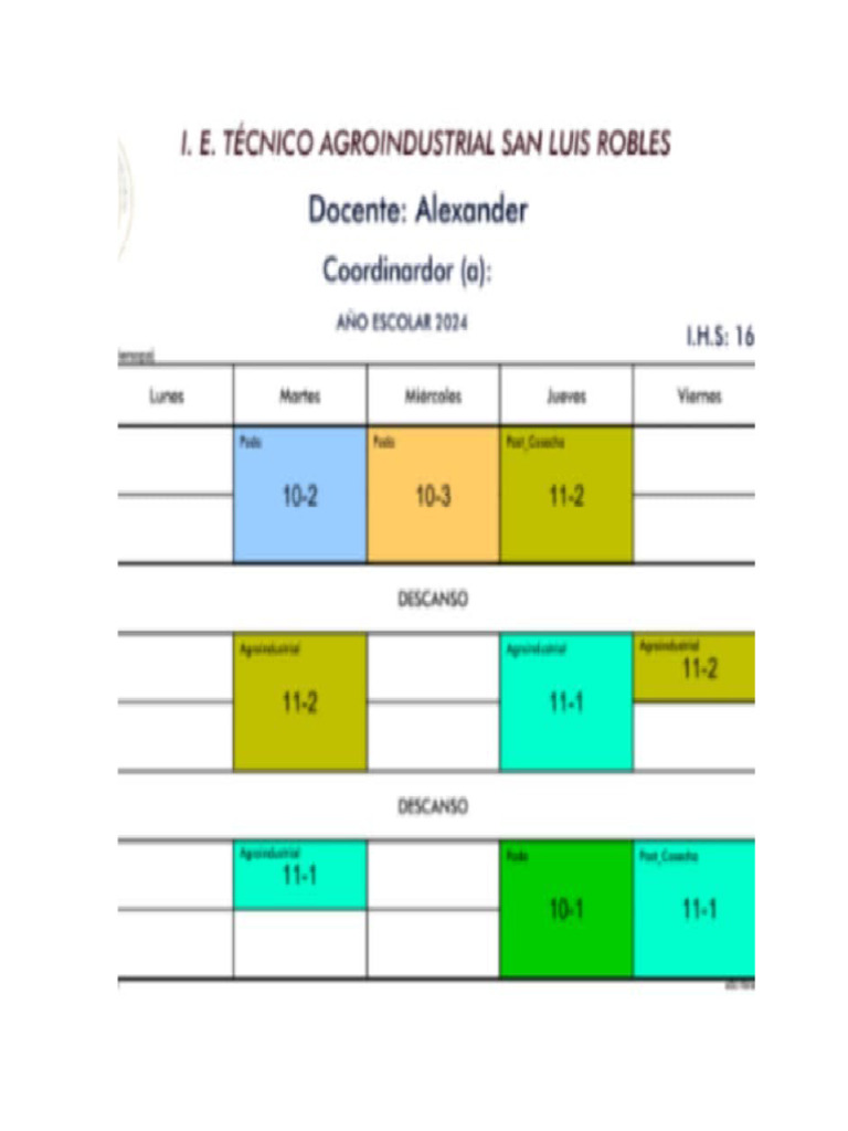 Horario de Clases 2024 | PDF