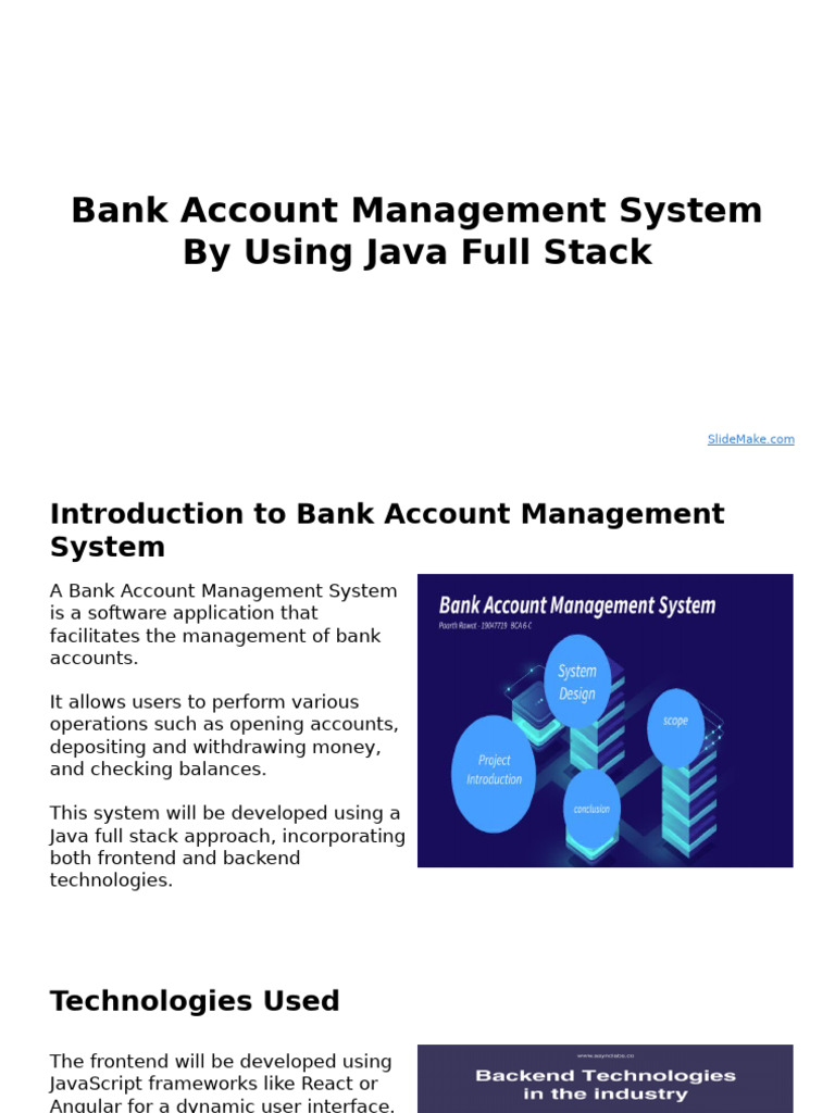 Bank Account Management System by Using Java Full Stack | PDF ...