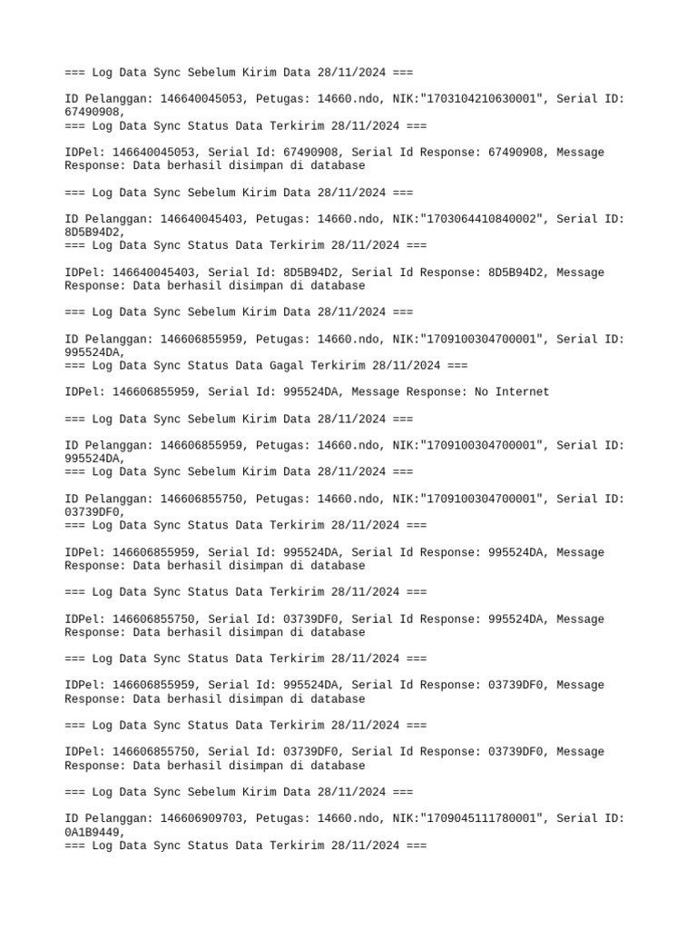 Log Survey Data Sync Pending Dtks 20241128 | PDF | Computing | Data ...