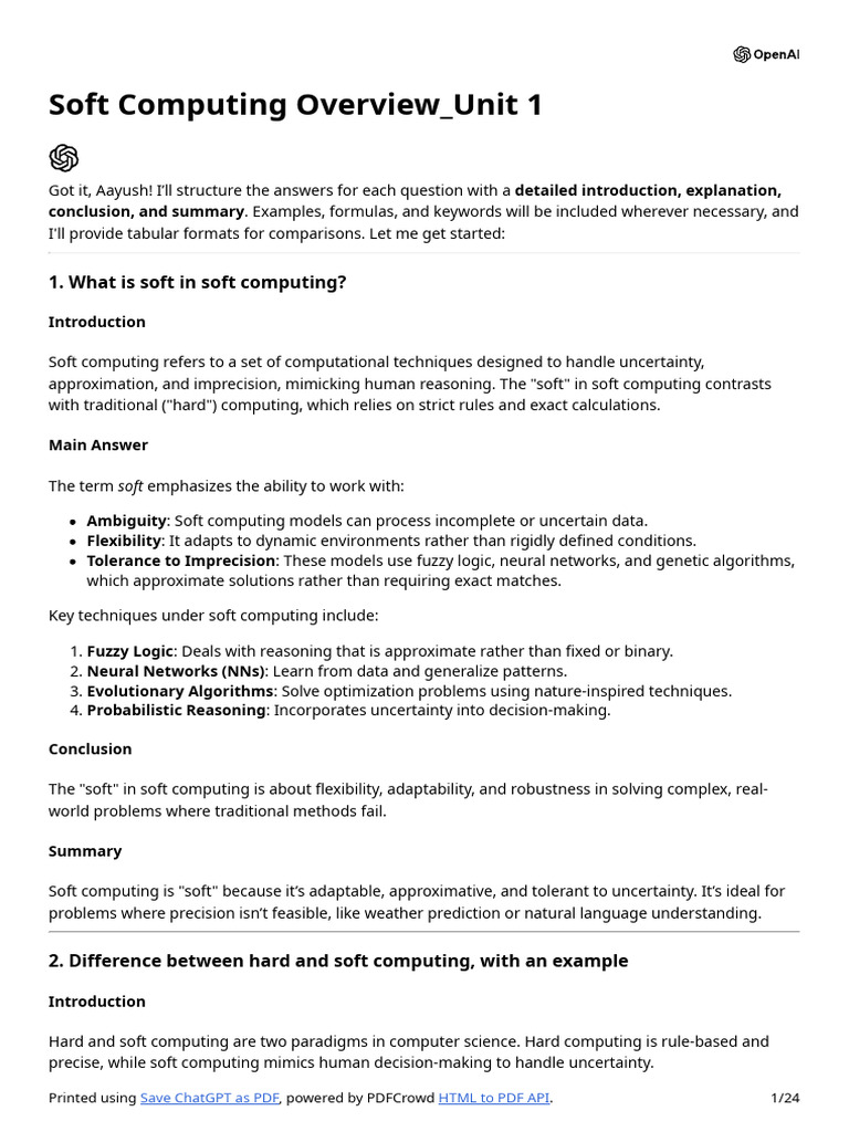 Soft Computing Overview - Unit 1 | PDF | Artificial Neural Network ...
