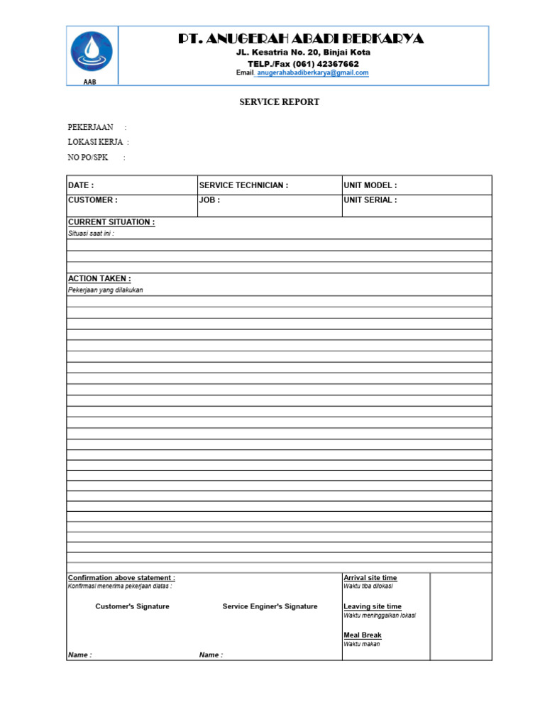 Laporan Servis Formulir | PDF