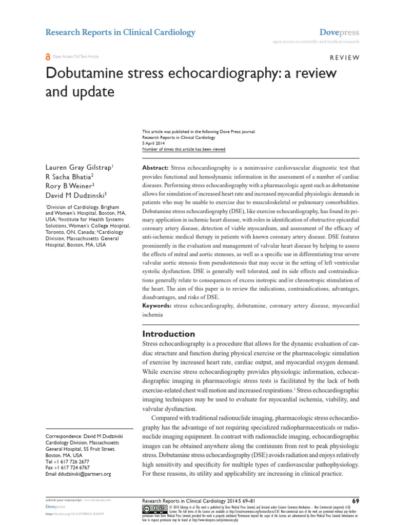 Dobutamine echo review PDF Echocardiography Cardiology