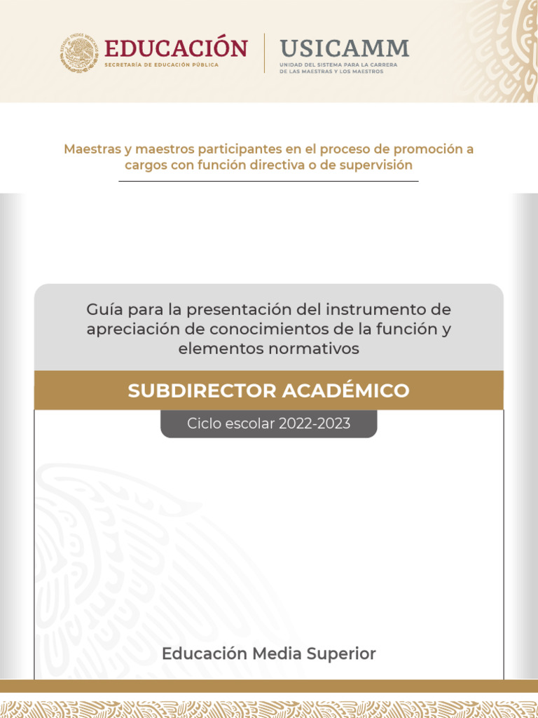 Guia Subdirector Academico EMS 2022-2023 | PDF | Enseñando | Educación ...