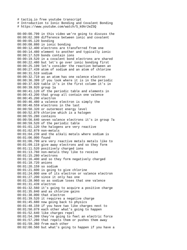 Tactiq Free Transcript S k0kr2eZSQ | PDF | Chemical Polarity | Chemical ...