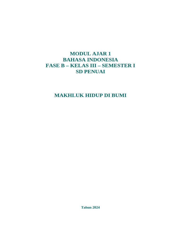 Modul Ajar Bahasa Indonesia Kelas 3 SD | PDF