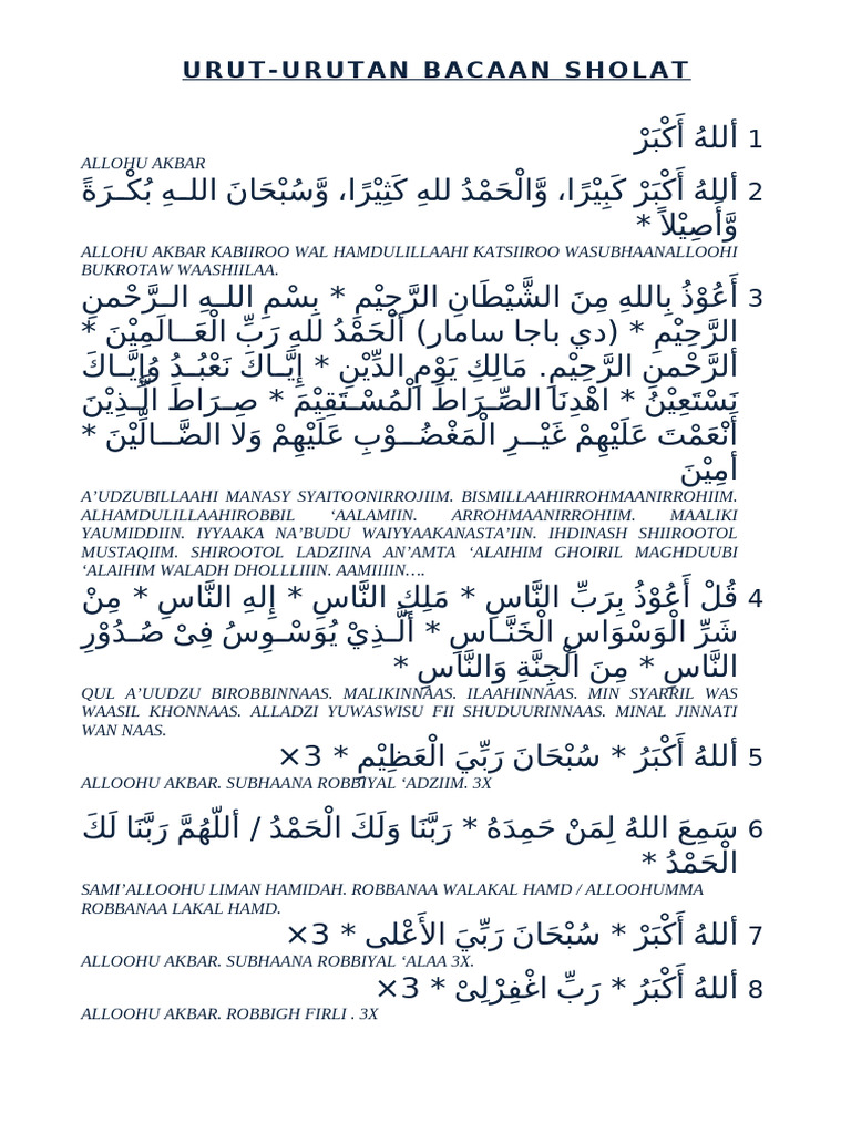 Urutan Bacaan dalam Sholat | PDF | Kata dan Frasa Semitik | Kutipan