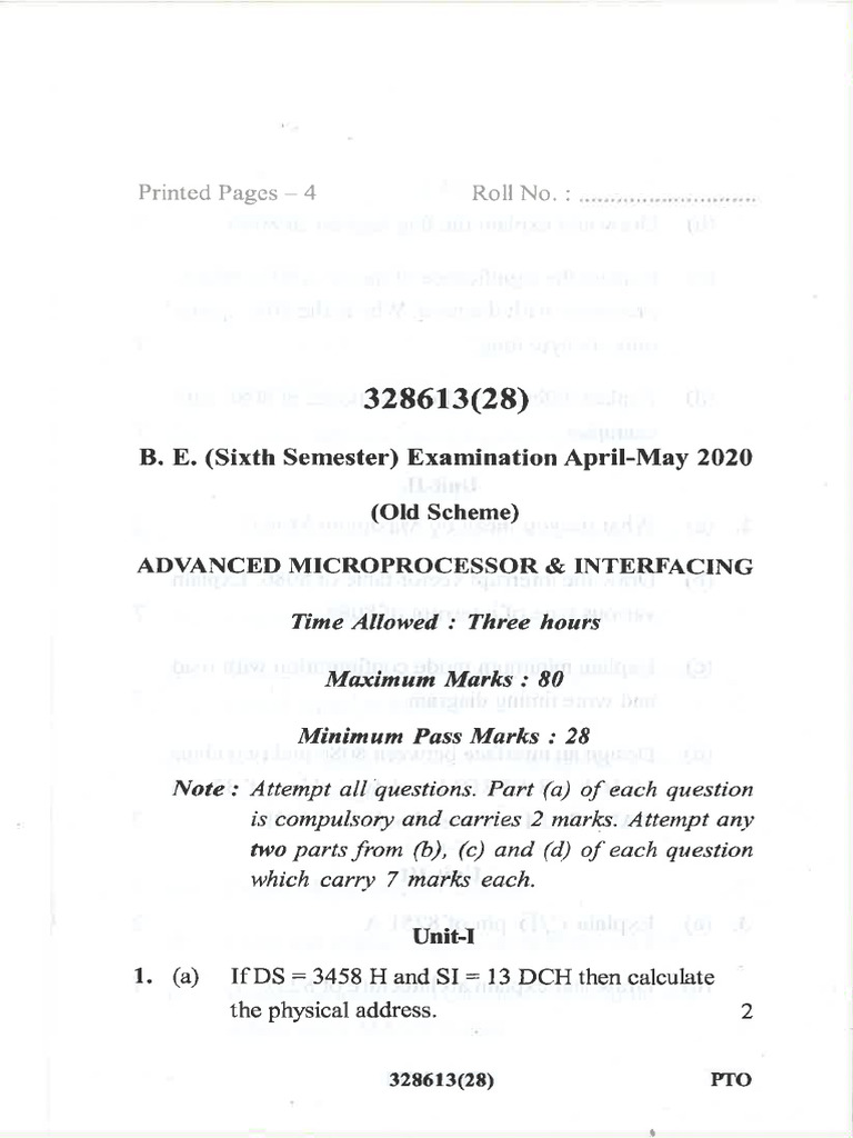 Ee 325653 Advanced Microprocessor and Interfacing 328613 May 2020 | PDF
