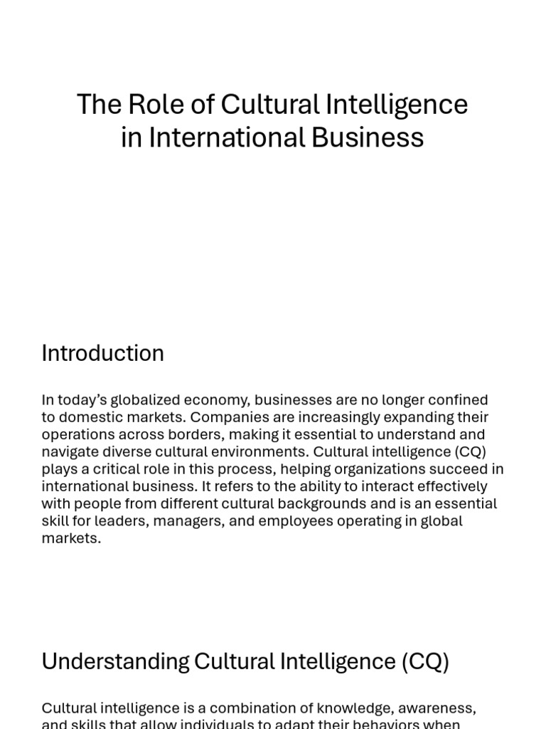 Cultural Intelligence in Global Business | PDF | Negotiation | Intelligence