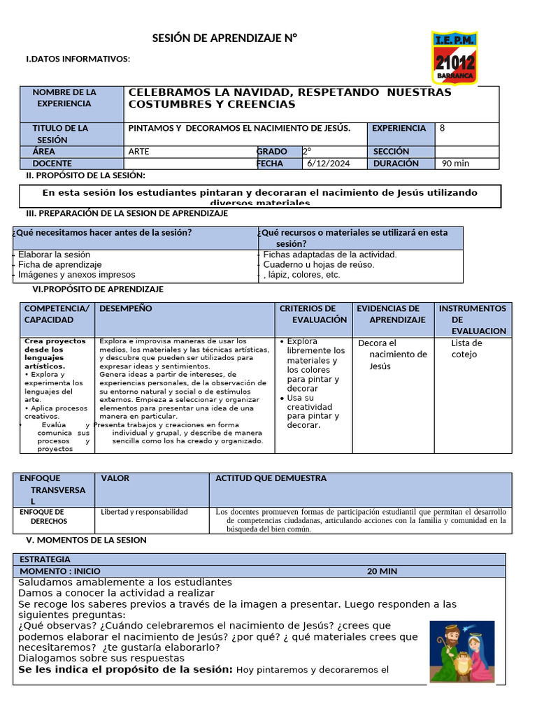 Sesion de Arte | PDF | Aprendizaje | Evaluación