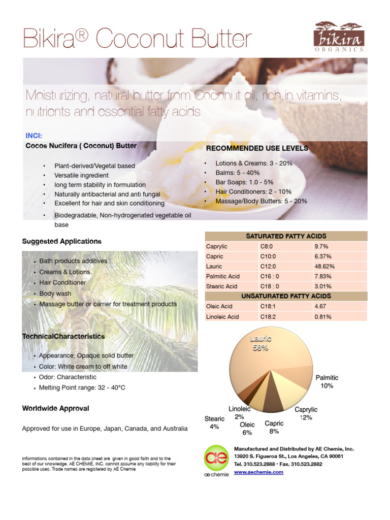 Bikira Coconut Butter Tds | PDF | Molecular Biophysics | Organic Compounds