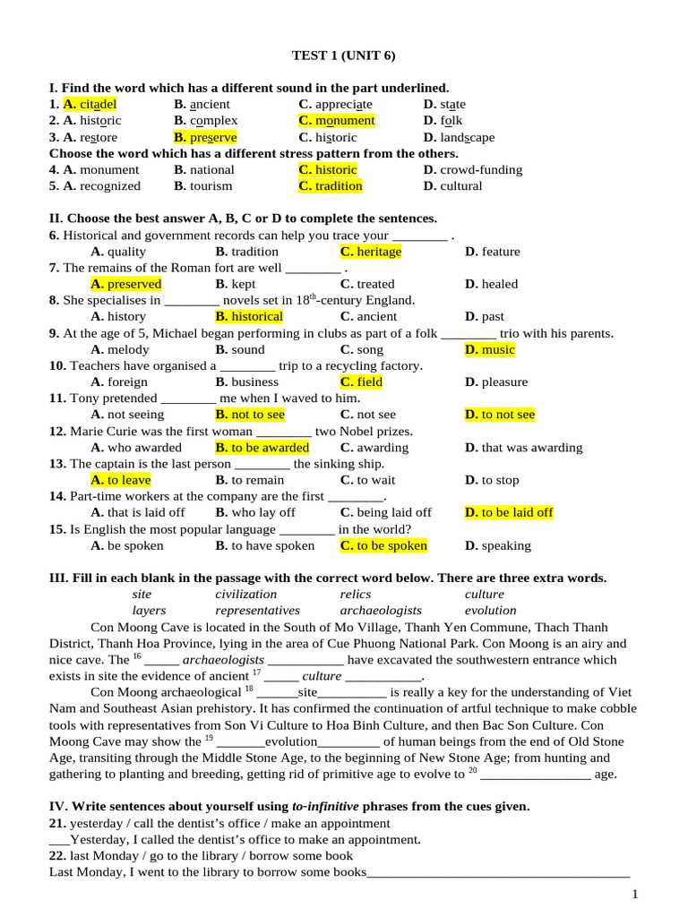 Unit 6 - Test 1 | PDF