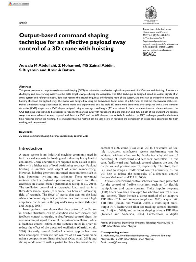 Abdullahi Et Al 2016 Output Based Command Shaping Technique For An ...