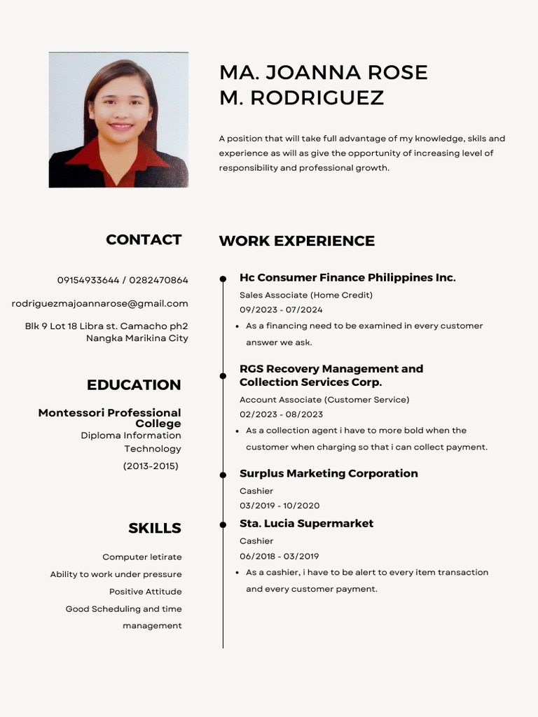 Professional Resume of Joanna Rodriguez | PDF