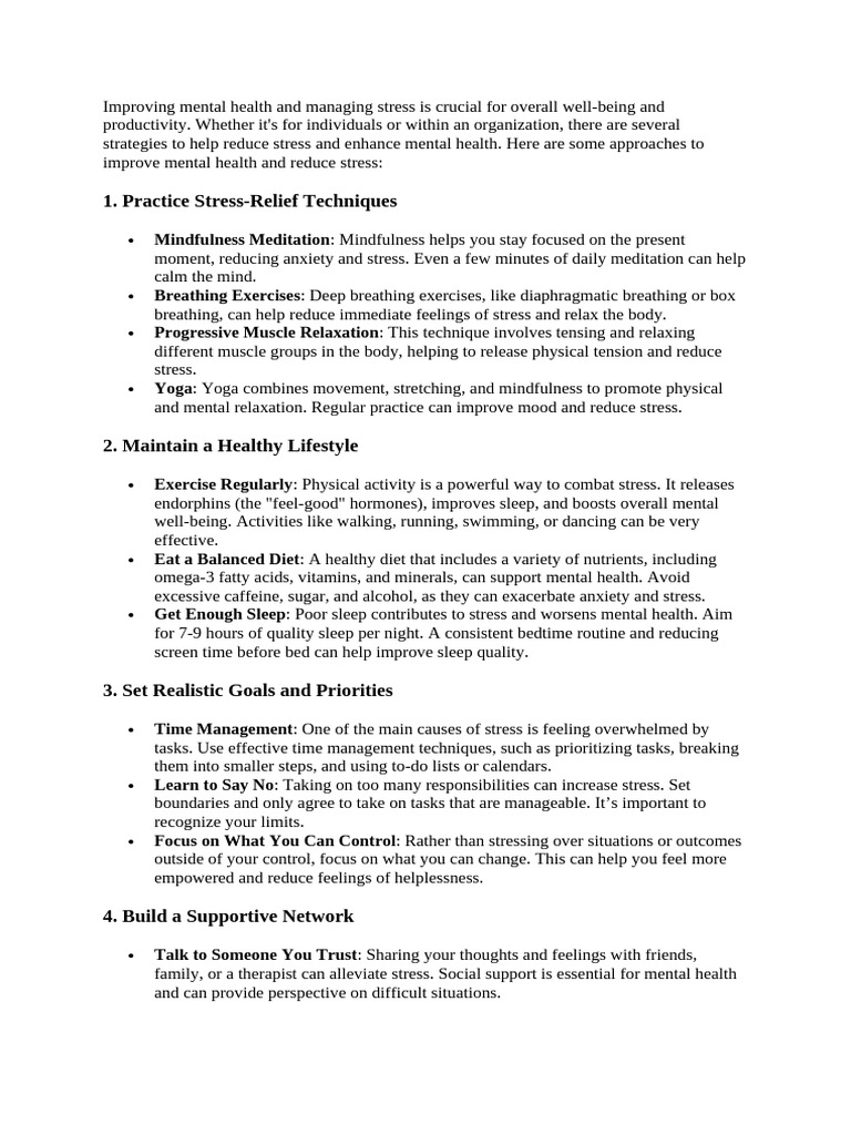 Improving mental health | PDF | Mental Health | Sleep