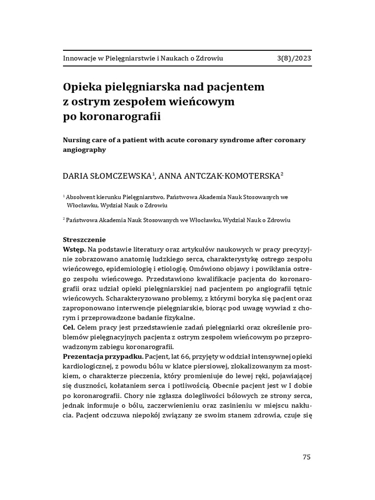 Opieka Pielęgniarska Nad Pacjentem | PDF