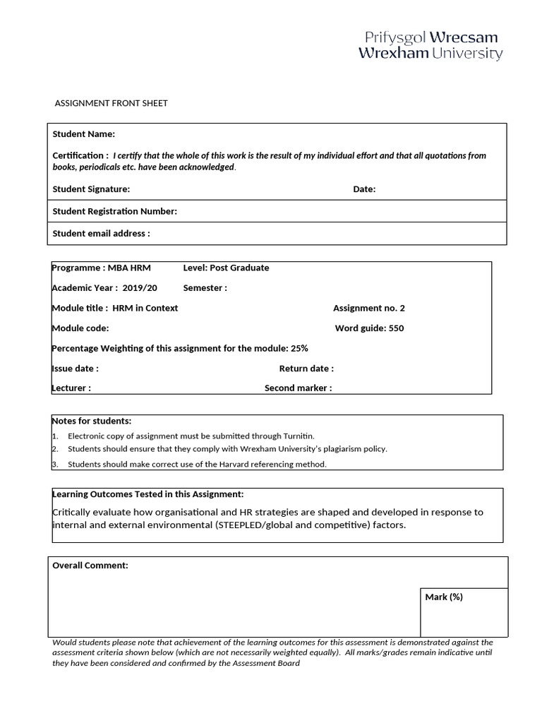 Assignment 2 Hrm | PDF | Human Resource Management | Plagiarism