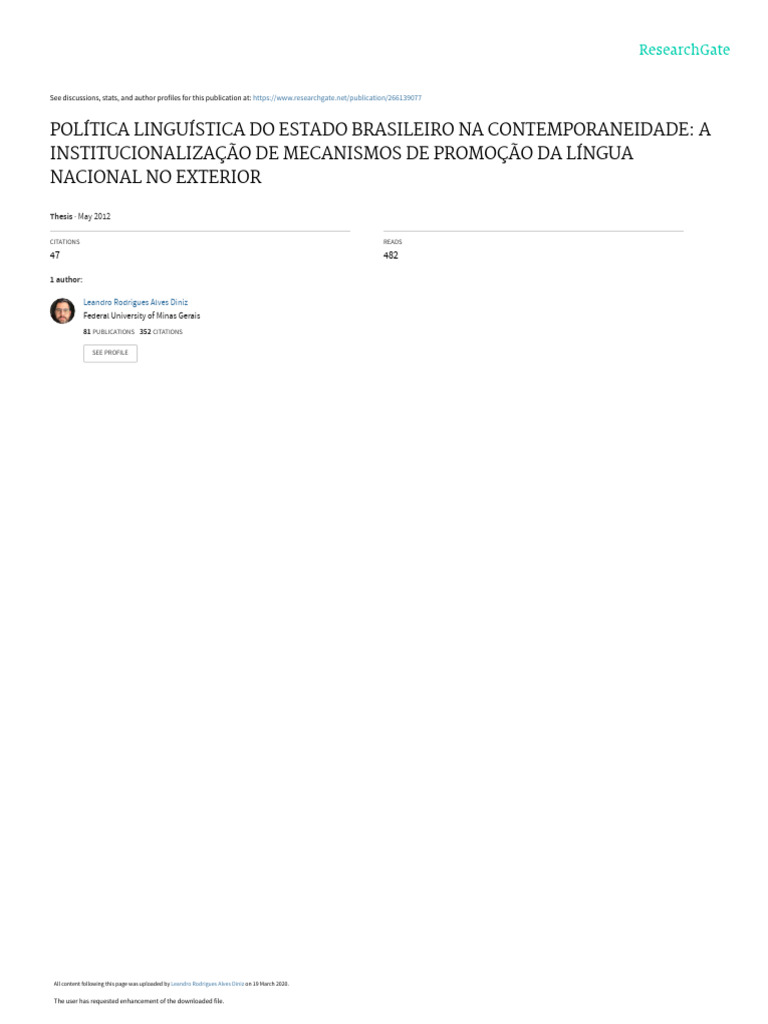 Política Linguística Brasileira Atual | PDF