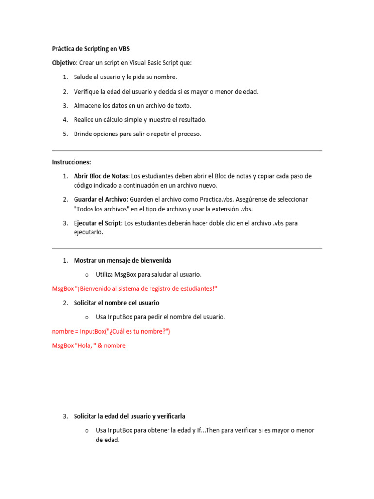 Script VBS: Registro y Cálculos Básicos | PDF | Archivo de computadora ...