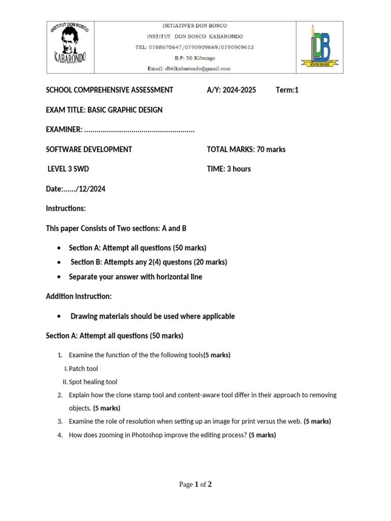 Graphic Design Assessment Guide 2024 | PDF | Adobe Photoshop | Graphic ...