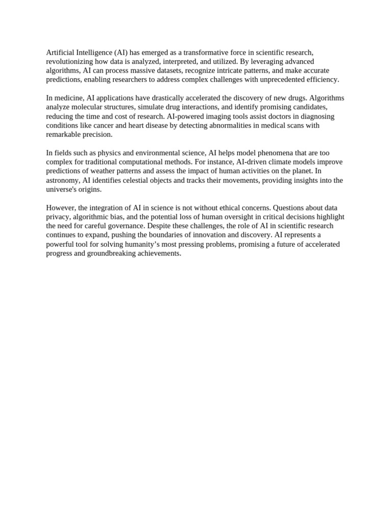 The Impact of Artificial Intelligence On Scientific Research | PDF