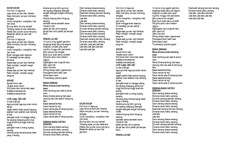 Lirik Lagu Tradisional Indonesia | PDF