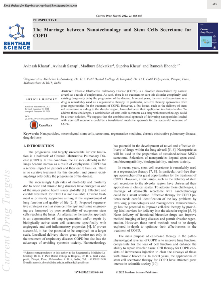 Nanotechnology and Stem Cell Secretome for COPD | PDF | Chronic ...