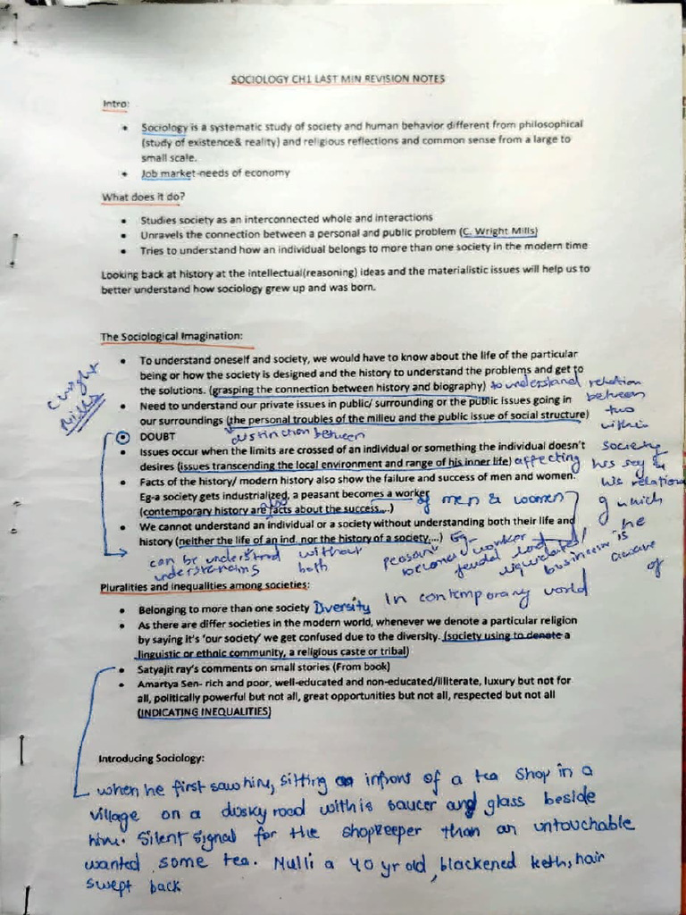 Class 11 Sociology Chapter 1 Notes | PDF | Science | Sociology