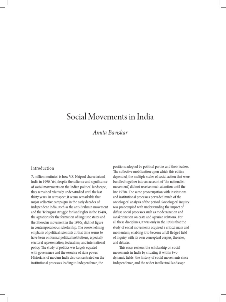 Overview of Social Movements in India | PDF | Non Governmental ...