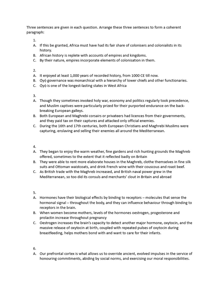 Sentence Arrangement for Coherent Paragraphs | PDF | Maghreb | General ...