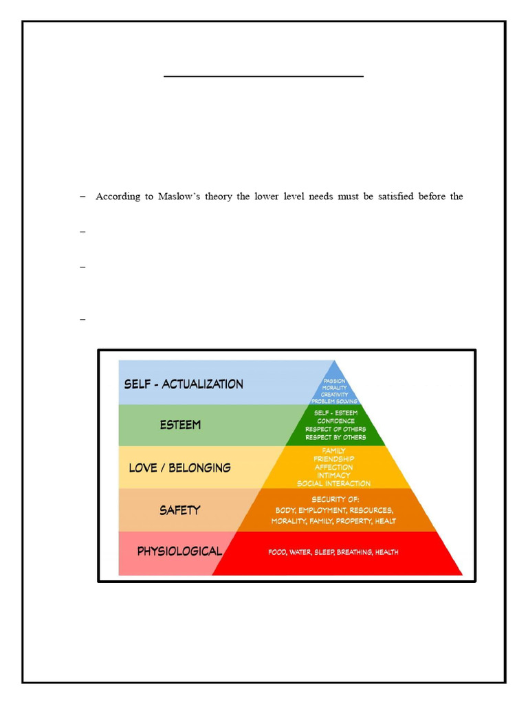 Maslows Hierarchy of Needs | PDF | Self Esteem | Psychology