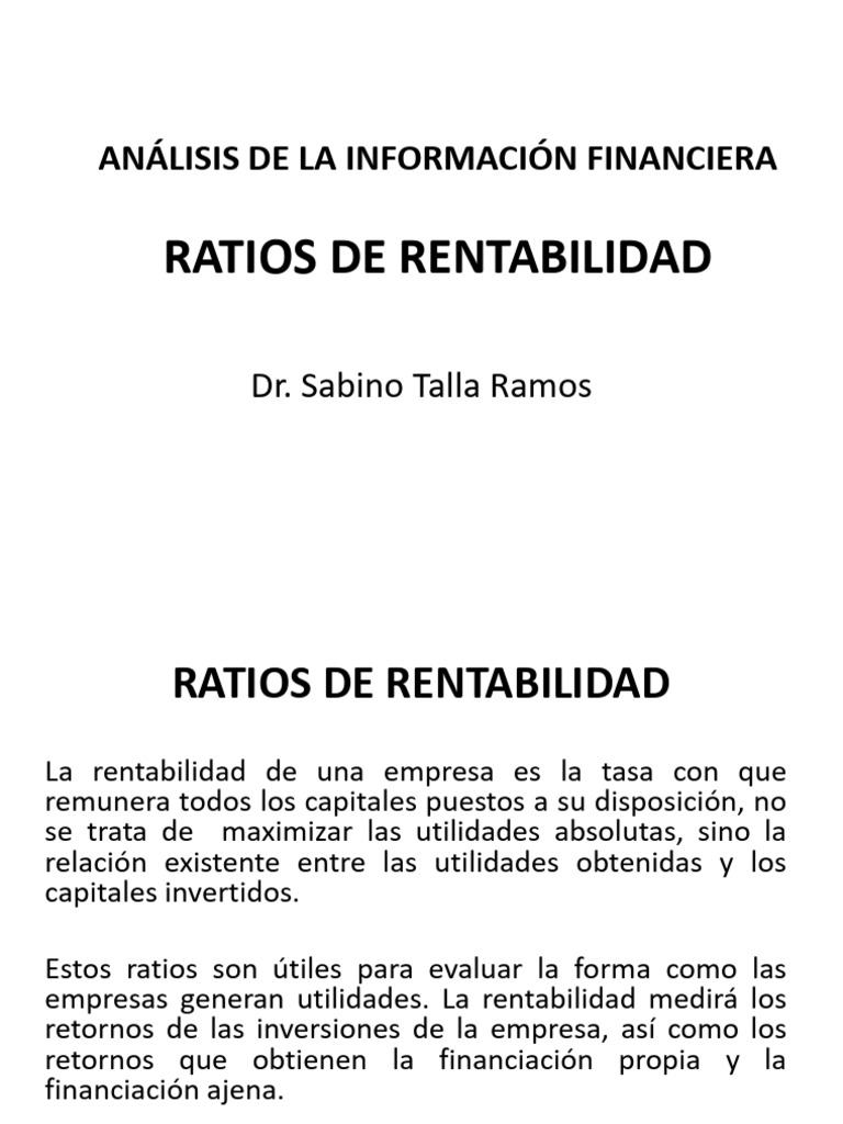 Ratios de Rentabilidad en Alicorp SAA | PDF | Rentabilidad sobre ...