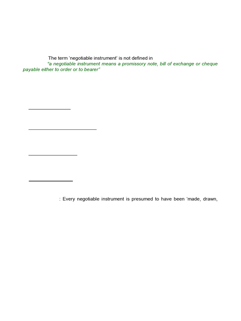 Overview of the Negotiable Instruments Act | PDF | Negotiable ...