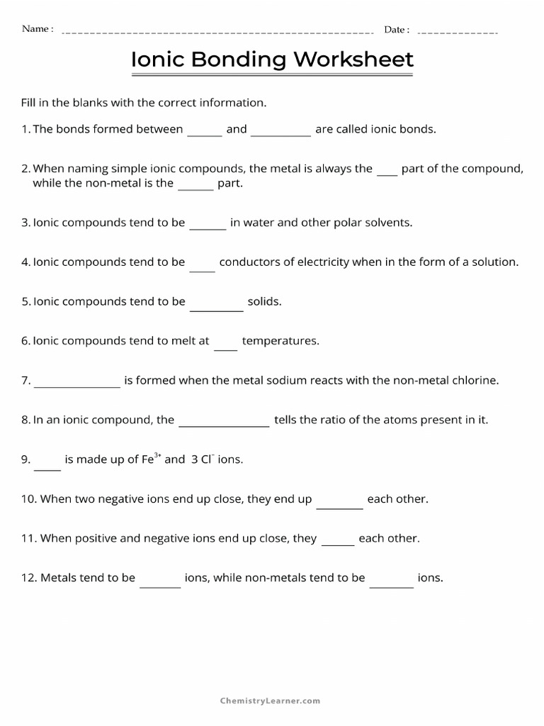 Worksheet Ionic-Bonding - II | PDF