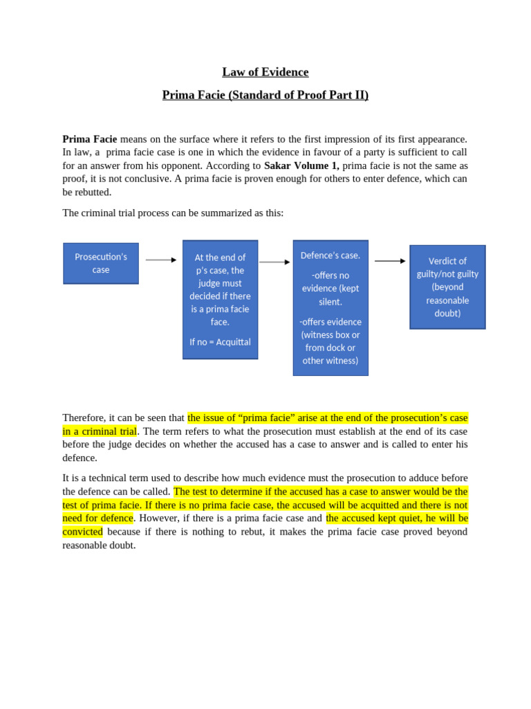 Understanding Prima Facie in Law | PDF | Burden Of Proof (Law ...