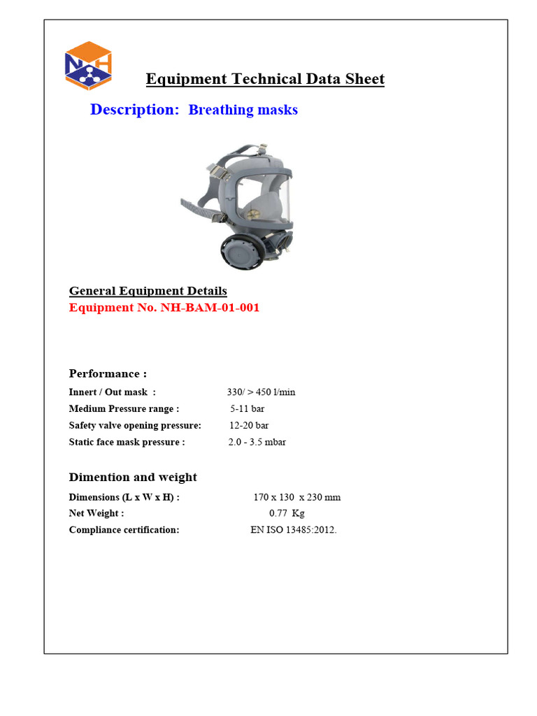 Face Mask Respirator. NH-BAM-01-001 | PDF