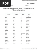 Barack Obama 2012 Fundraisers Through Q4