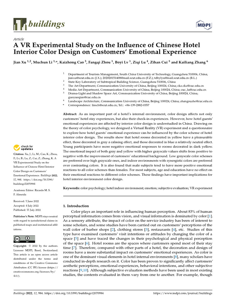 A VR Experimental Study On The Influence | PDF | Virtual Reality